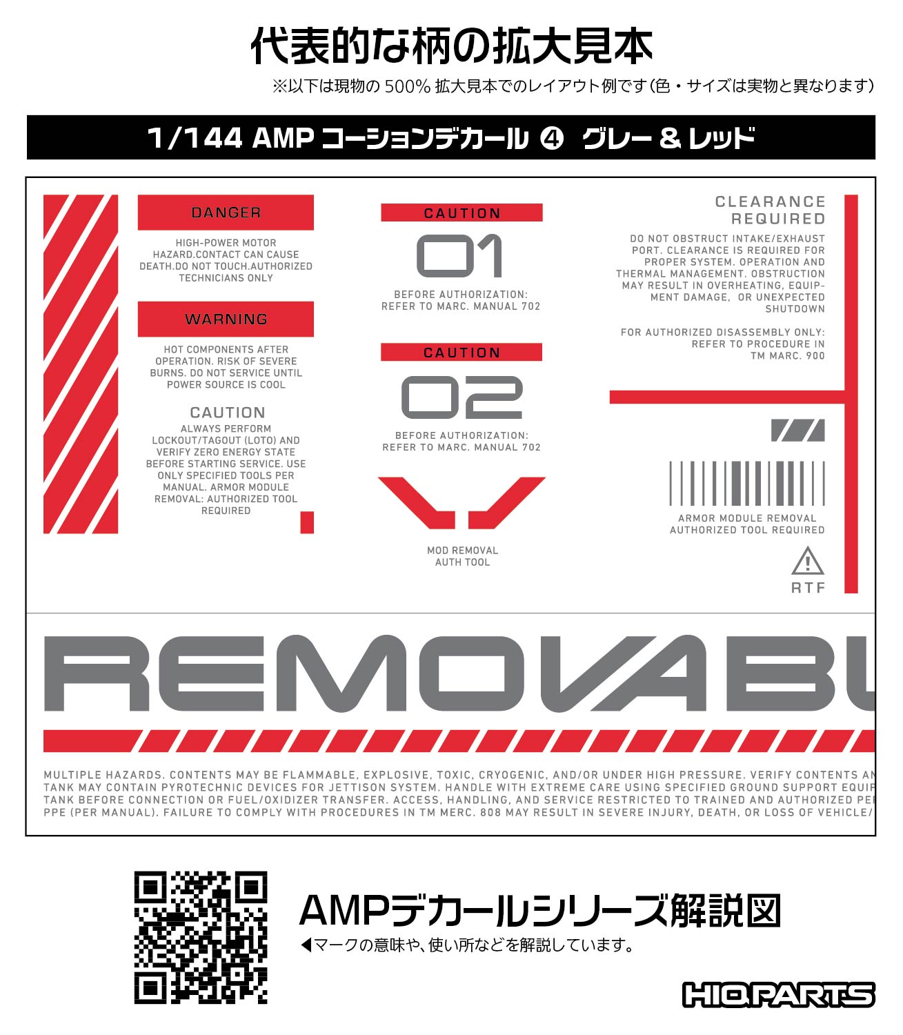 1/144 AMP04 コーションデカール グレー&レッド（1枚入）
