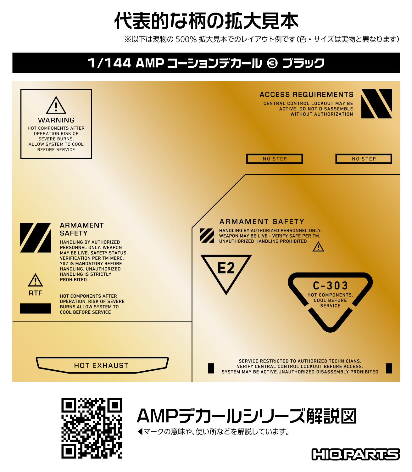1/144 AMP03 コーションデカール ブラック（1枚入）