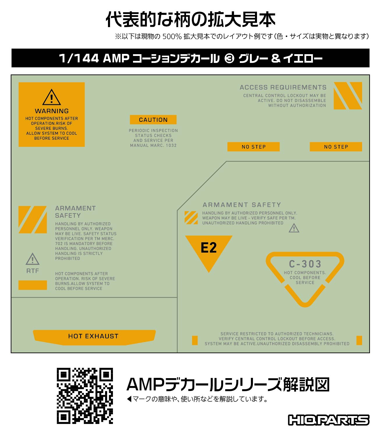 1/144 AMP03 コーションデカール グレー&イエロー（1枚入）