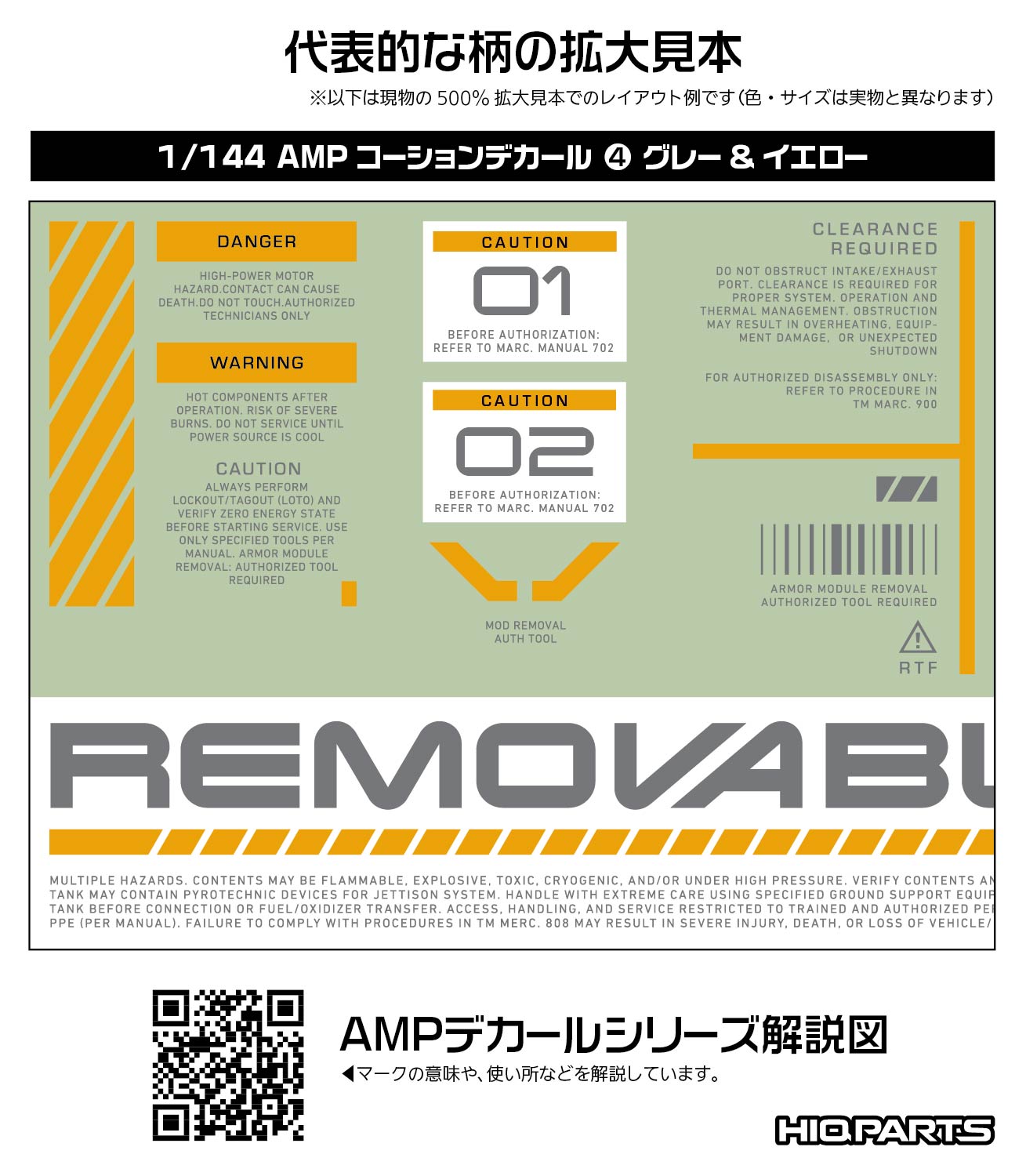 1/144 AMP04 コーションデカール グレー&イエロー（1枚入）