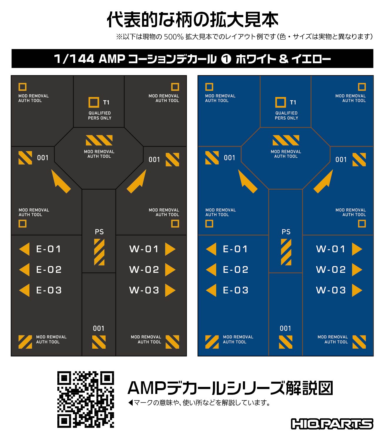 1/144 AMP01 コーションデカール ホワイト&イエロー（1枚入）