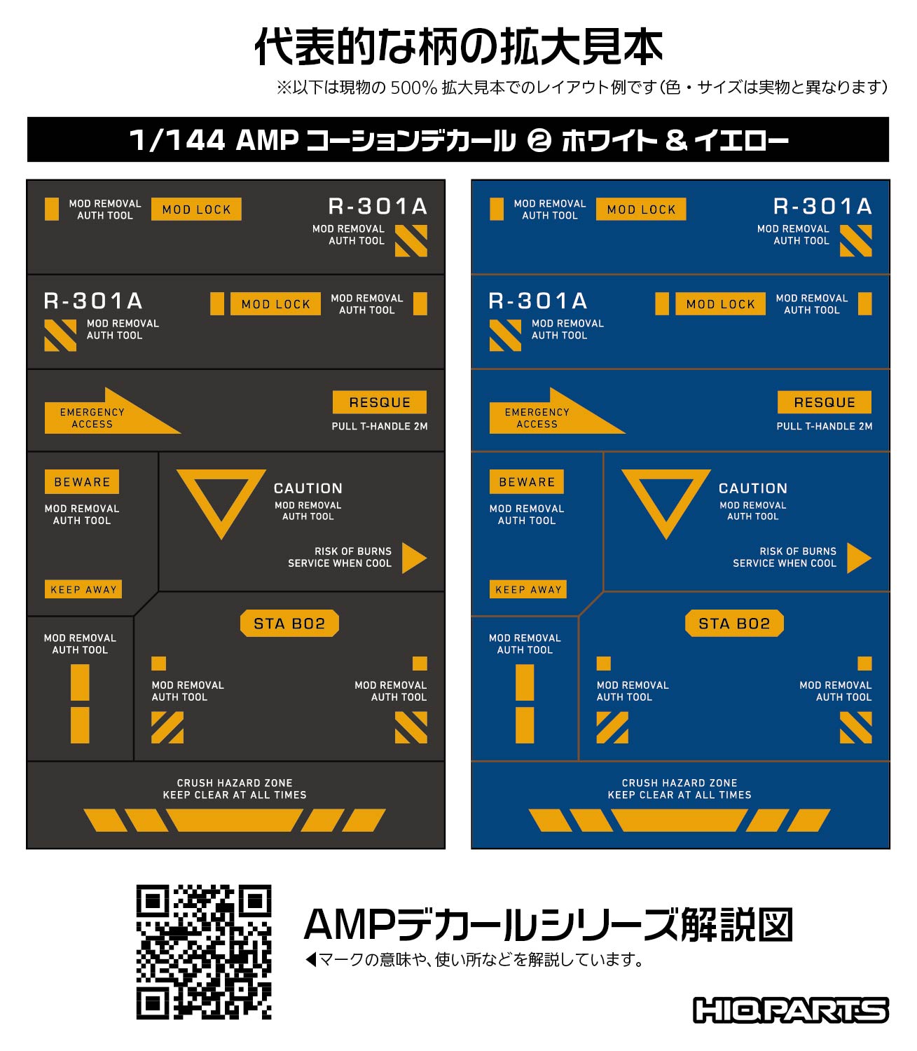 1/144 AMP02 コーションデカール ホワイト&イエロー（1枚入）
