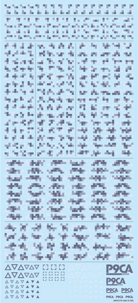 【在庫限り】ピクセル迷彩デカール2 海洋迷彩（1枚入）